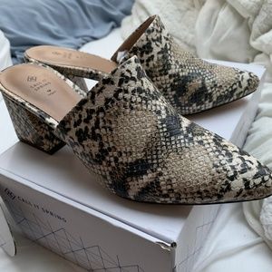 Snakeskin Mules